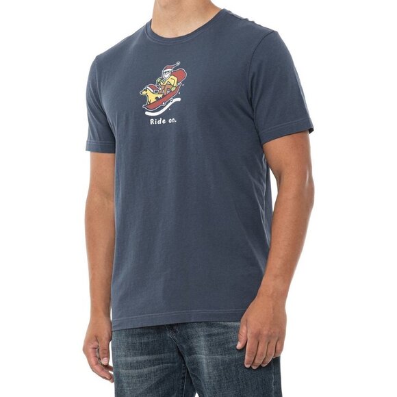 NWT! LIFE IS GOOD MEN'S LARGE Vintage NAVY BLUE JAKE & Rocket RIDE ON Sled Tee - Picture 3 of 13